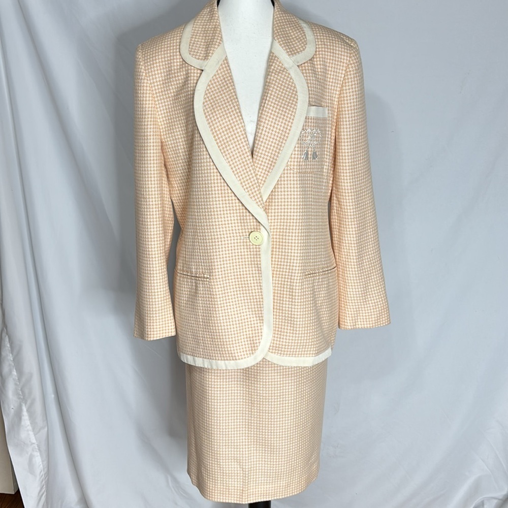 Vintage Christian Dior Peach Houndstooth Suit